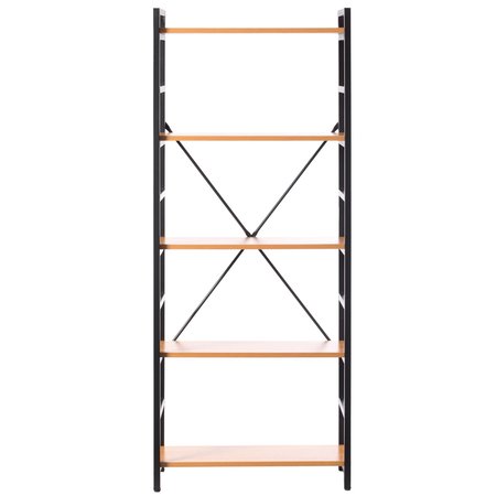 Fabulaxe Industrial Style 5 Shelf Wood and Metal Bookcase QI003996.L